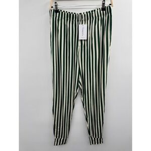 NWT In My Jammers Jogger Men's Large Green White Stripe Elastic Waist Classic
